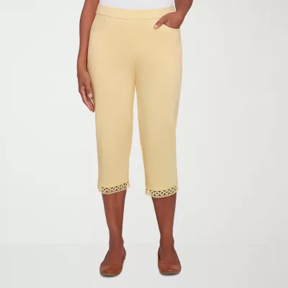 Alfred Dunner Dress Code Womens Stretch Fabric Straight Mid Rise Slim Fit Capri Pant