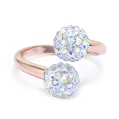 Sparkle Allure Womens Mystic Fire Crystal 14k Rose Gold Over Brass Bypass Cocktail Ring