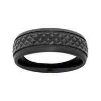 Mens Textured Black Zirconium Wedding Band