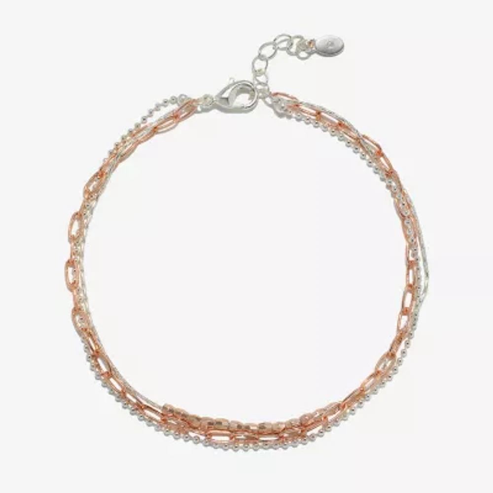 Bijoux Bar Delicates Two Tone Womens 9 Inch Solid Link Ankle Bracelet