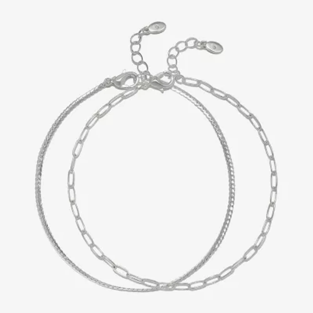 Bijoux Bar Delicates Womens 9 Inch Solid Link Ankle Bracelet