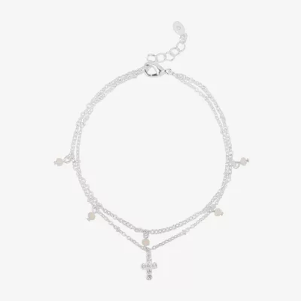 Bijoux Bar Delicates Womens 9 Inch Solid Link Cross Ankle Bracelet