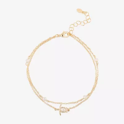 Bijoux Bar Delicates Turtle Womens 9 Inch Solid Link Ankle Bracelet