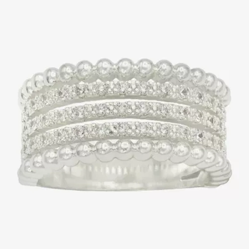 Sparkle Allure Womens 6MM Cubic Zirconia Pure Silver Over Brass Band