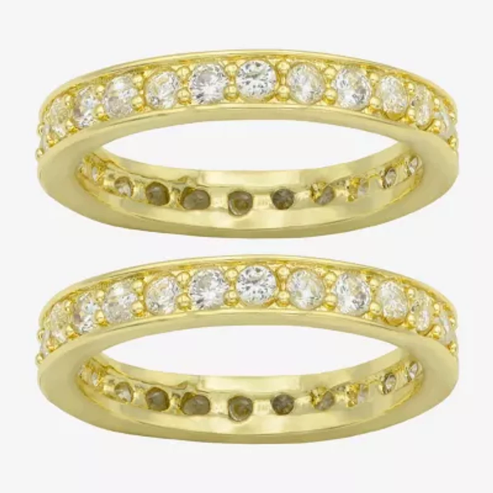 Sparkle Allure Womens Cubic Zirconia 14K Gold Over Brass Eternity Ring Set