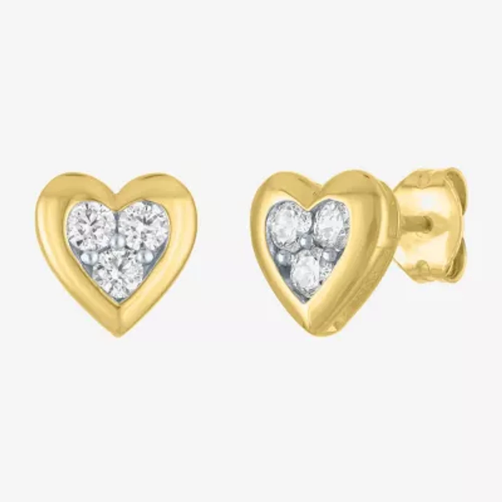 Diamond Addiction (G-H, I1-I2) 1/3 CT. T.W. Lab Grown White Diamond 10K Gold 8.1mm Heart Stud Earrings