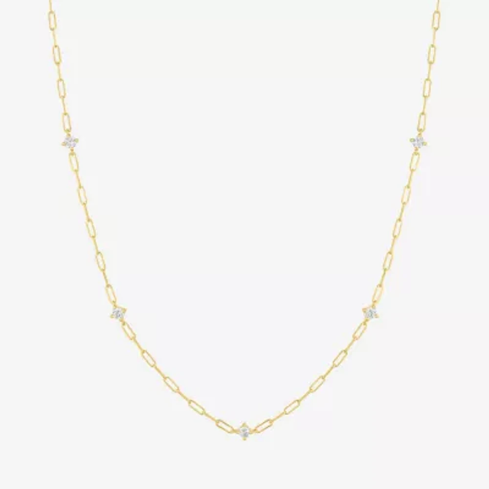 Diamond Addiction (G-H / I1-I2) Womens 1/3 CT. T.W. Lab Grown White Diamond 10K Gold Paperclip Round 18 Inch Pendant Necklace