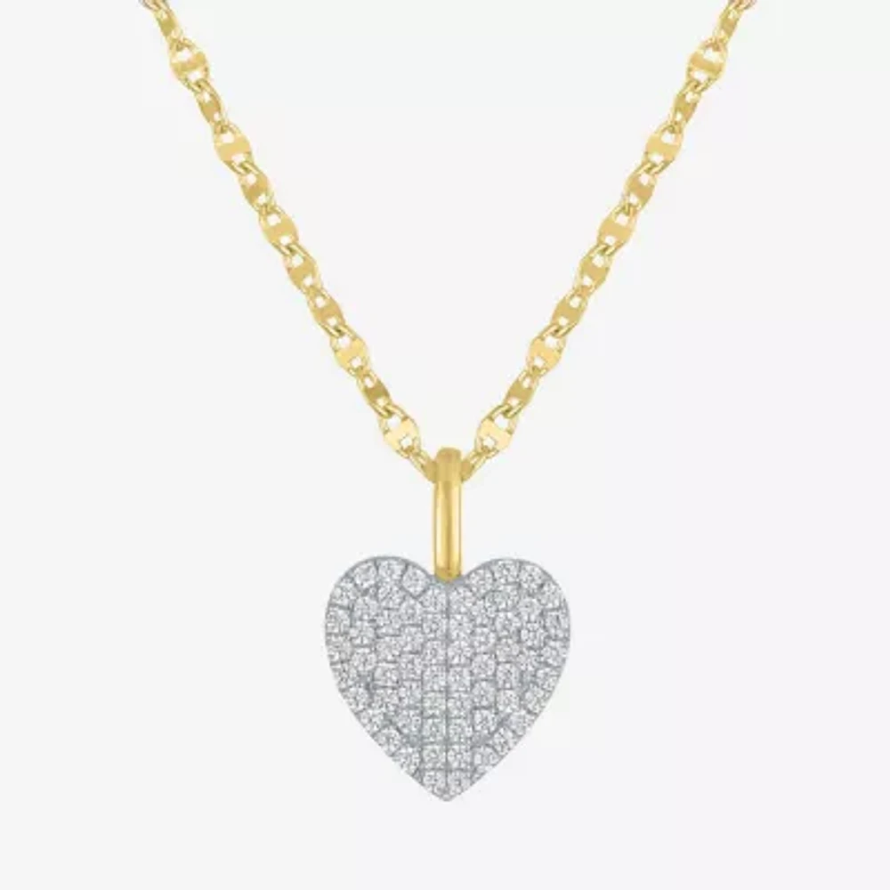Diamond Addiction (G-H Womens 1/3 CT. T.W. Lab Grown White Diamond 10K Gold Heart 16 Inch Pendant Necklace