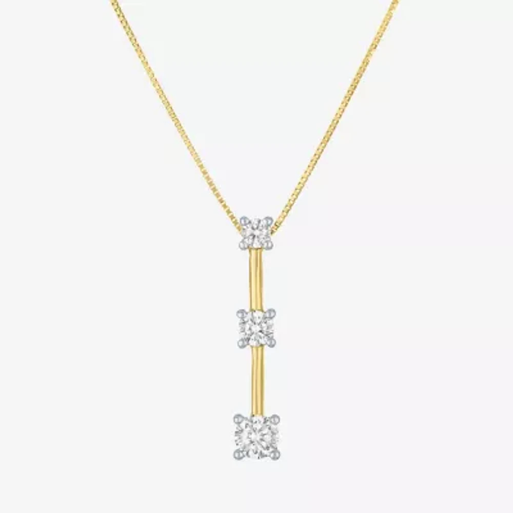 (G-H / I1-I2) Womens 1/3 CT. T.W. Lab Grown White Diamond 10K Gold Round 16 Inch Pendant Necklace