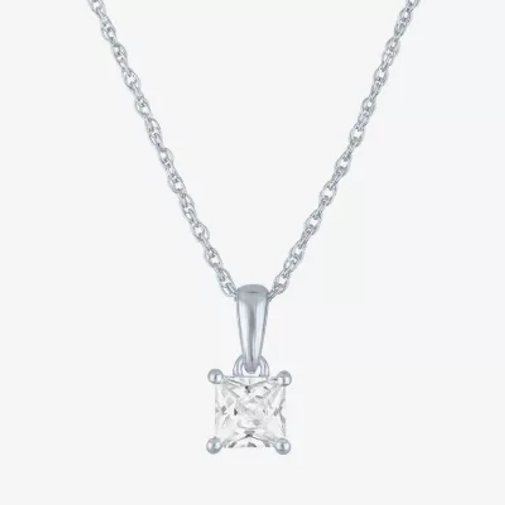 (G-H Womens 1/2 CT. Lab Grown White Diamond 10K White Gold 18 Inch Pendant Necklace