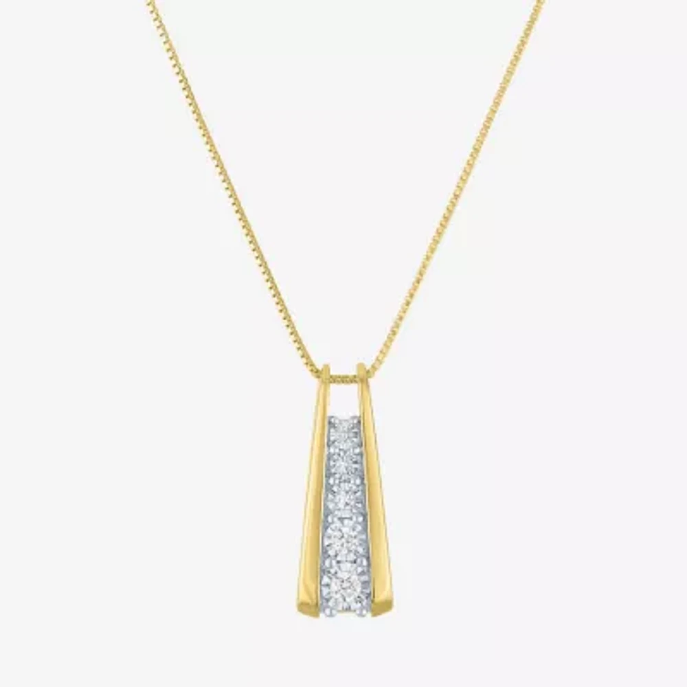 Yes Please! (G-H / I1-I2) Womens 1/10 CT. T.W. Lab Grown White Diamond 14K Gold Over Silver Sterling Silver 18 Inch Pendant Necklace