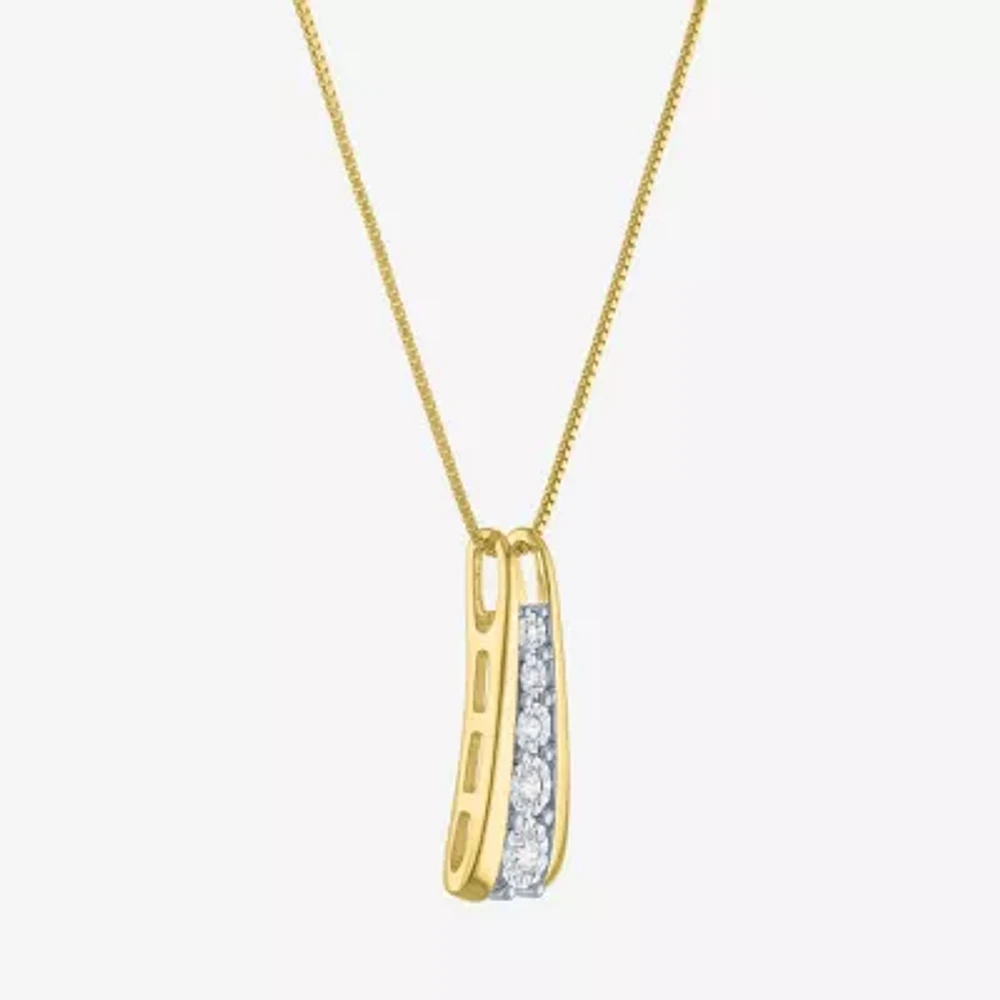 Yes Please! (G-H / I1-I2) Womens 1/10 CT. T.W. Lab Grown White Diamond 14K Gold Over Silver Sterling Silver 18 Inch Pendant Necklace
