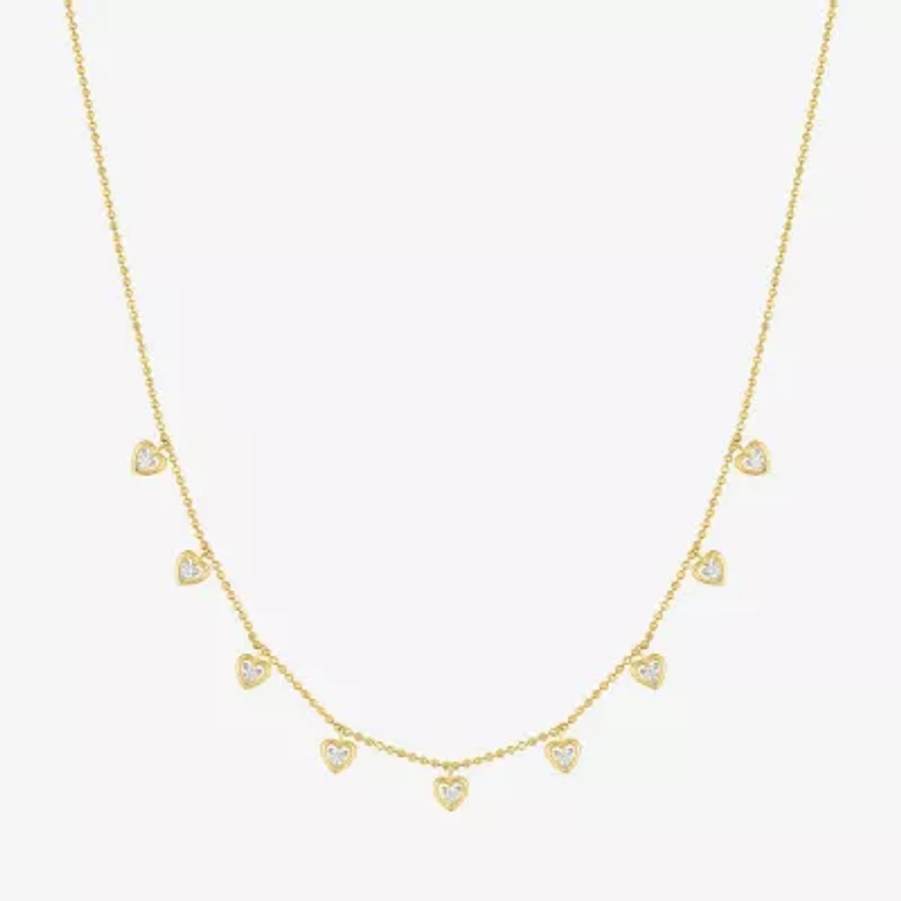 (G-H/ I1-I2) Womens 1/6 CT. T.W. Lab Grown White Diamond 14K Gold Over Silver Sterling Silver Heart 16 Inch Pendant Necklace