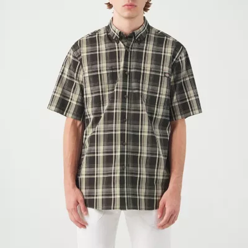 Dickies Flex Mens Short Sleeve Relaxed Fit Stretch Fabric Button-Down Shirt