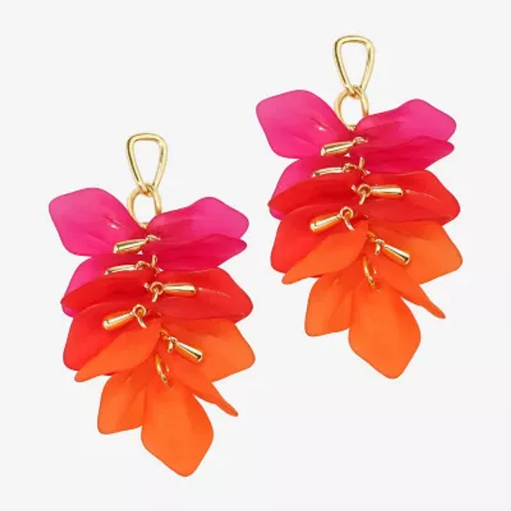 Bijoux Bar Gold Tone Womens Flower Drop Earrings