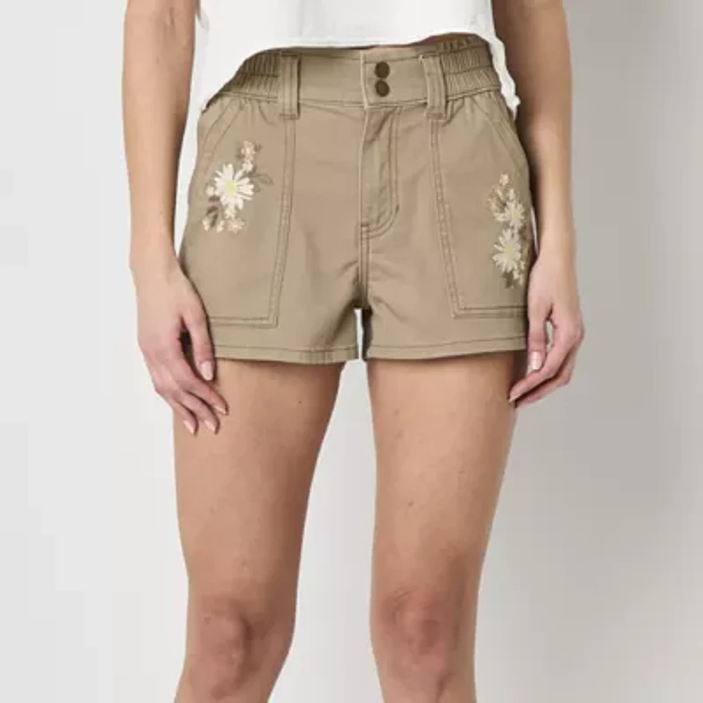 Arizona Womens High Rise-Juniors Midi Short
