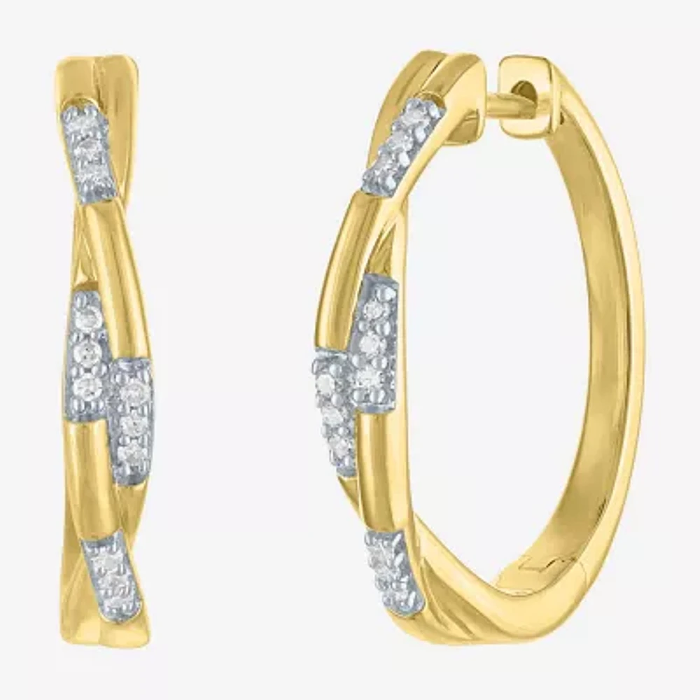 Diamond Addiction (G-H / I1-I2) Womens 1/10 CT. T.W. Lab Grown White Diamond 14K Gold Over Silver Sterling Silver 20mm Hoop Earrings