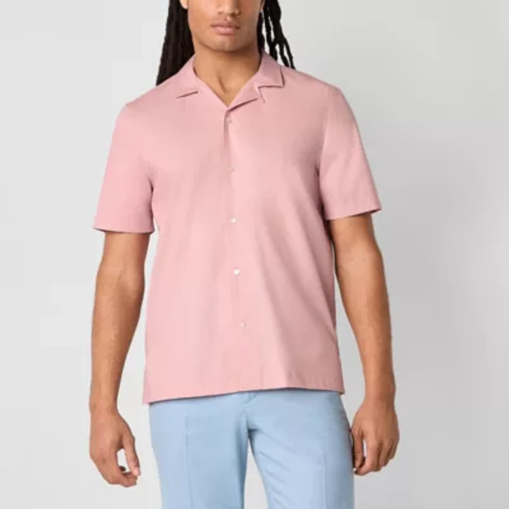 J. Ferrar Ultra Comfort Mens Short Sleeve Camp Shirt