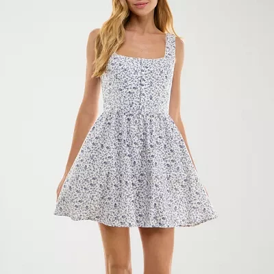 City Triangle Womens Floral Juniors Fit + Flare Dress