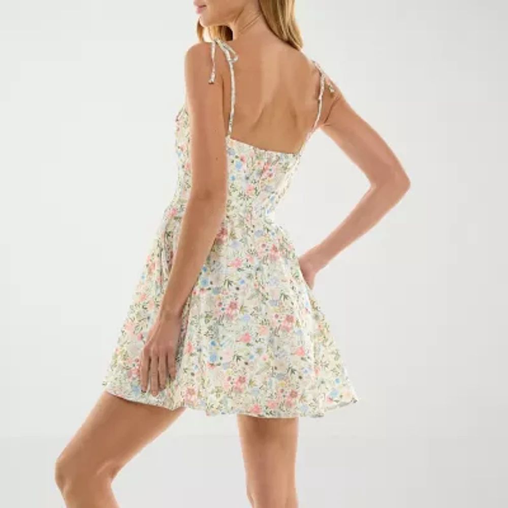 Trixxi With Pockets Womens Floral Juniors Fit + Flare Dress