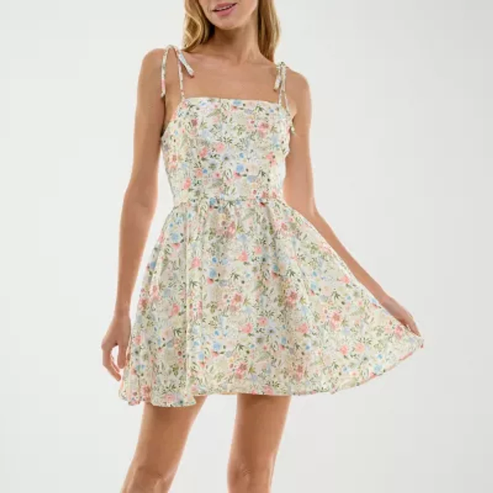 Trixxi With Pockets Womens Floral Juniors Fit + Flare Dress