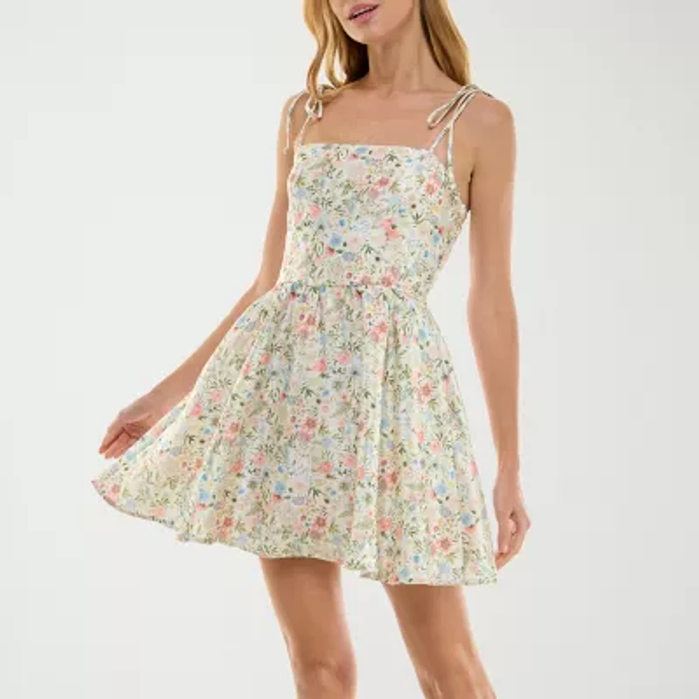 Trixxi With Pockets Womens Floral Juniors Fit + Flare Dress