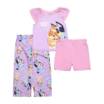 Toddler Girls Bluey Crew Neck Short Sleeve 3-pc. Pajama Sets