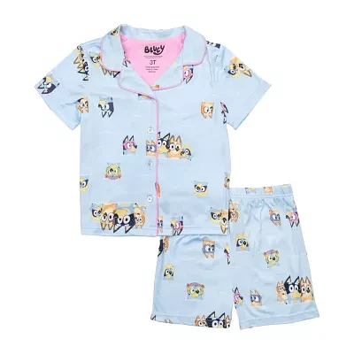 Toddler Girls Bluey V-Neck Short Sleeve 2-pc. Pajama Sets