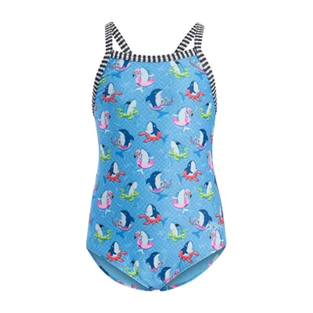 Dolfin Toddler Girls Easy-on + Easy-off Animal One Piece Swimsuit