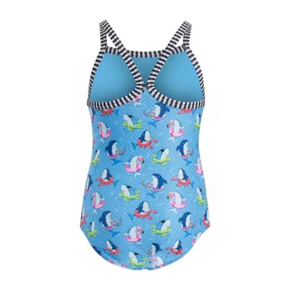 Dolfin Toddler Girls Easy-on + Easy-off Animal One Piece Swimsuit