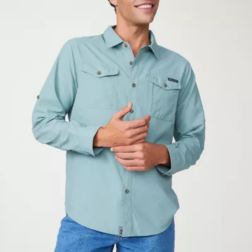 Free Country Mens Long Sleeve Roll Tab Regular Fit Button-Down Shirt