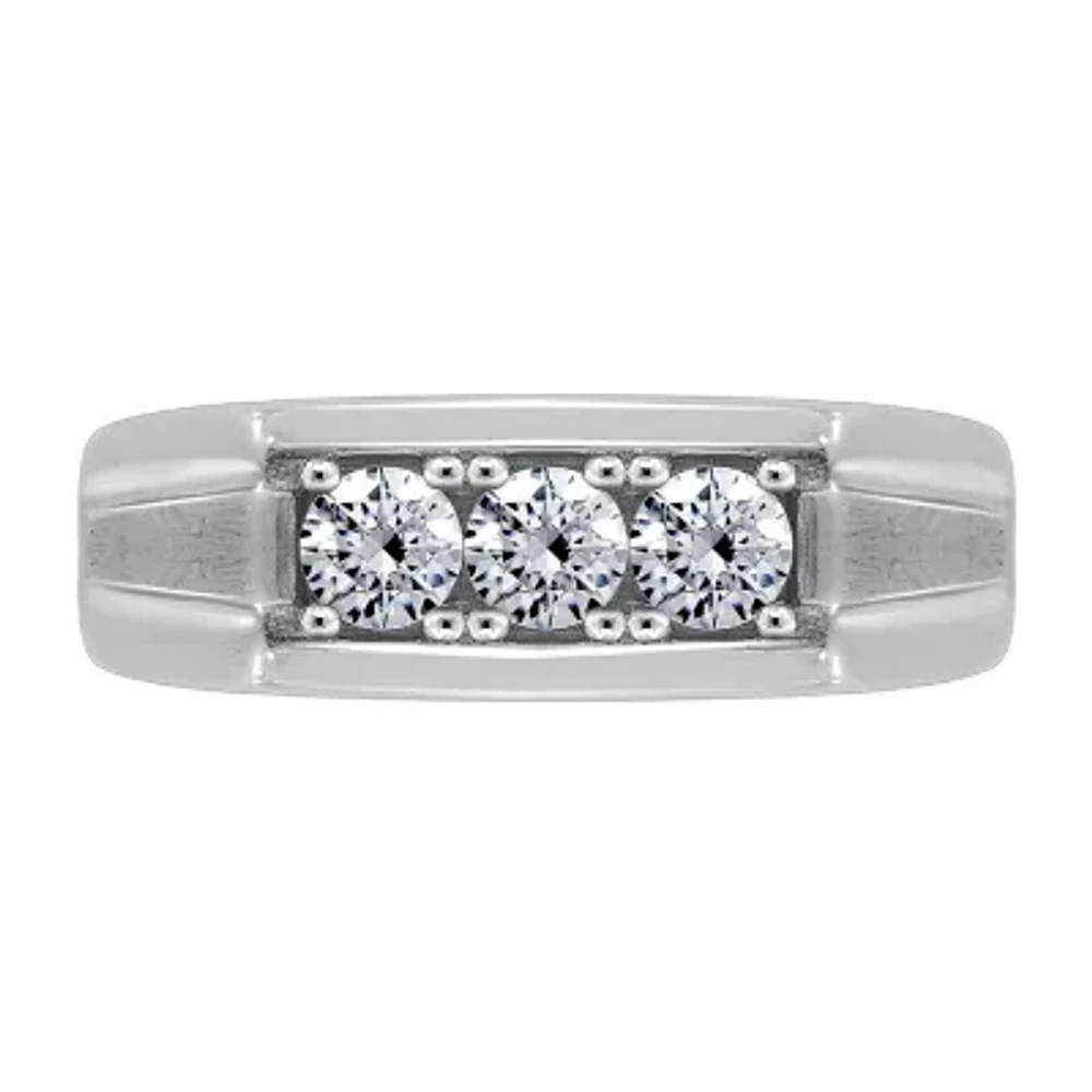 Mens 7MM 7/8 CT. T.W. Genuine Cubic Zirconia Sterling Silver Wedding Band