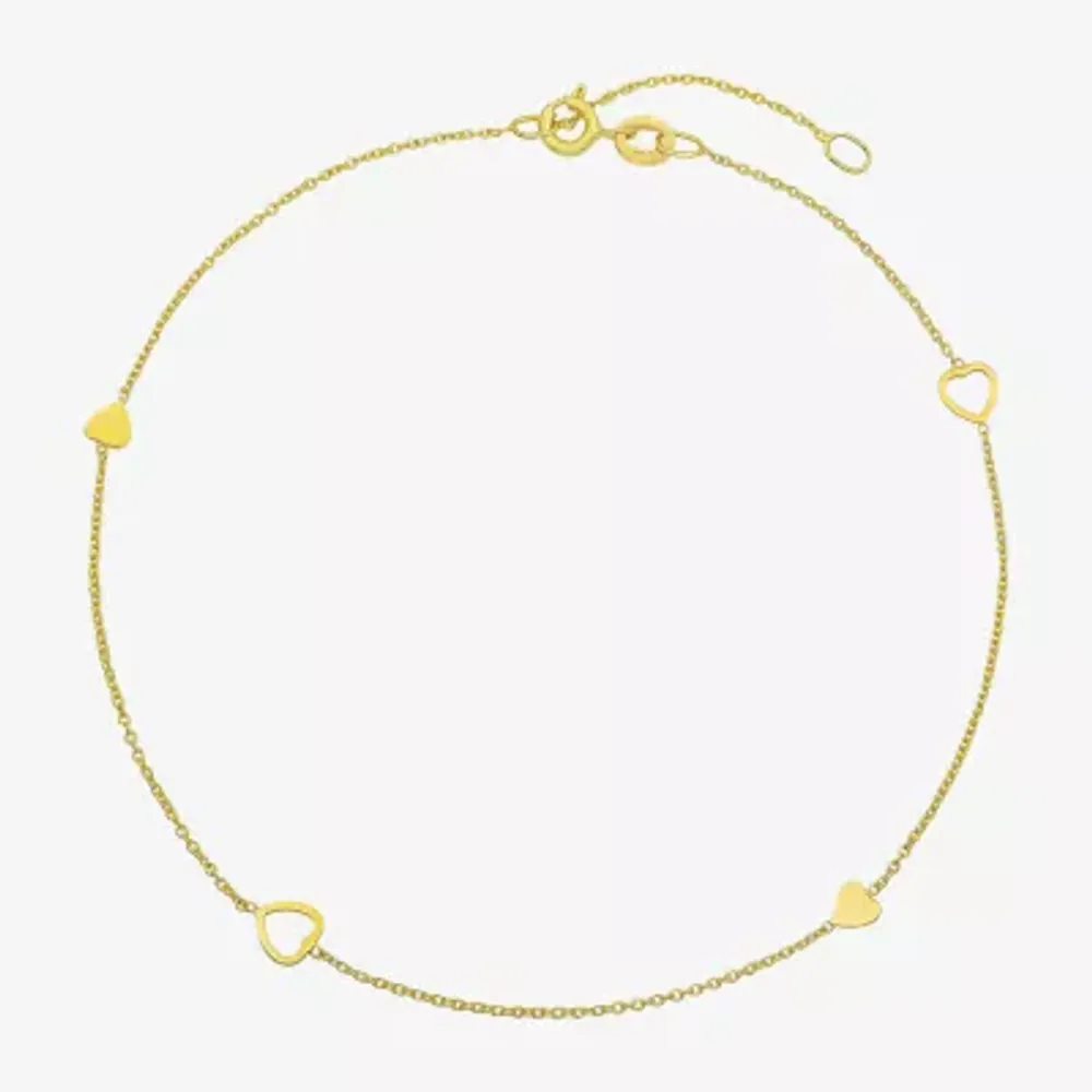 Made in Italy Womens 10K Gold 9 Inch Solid Cable Ankle Bracelet