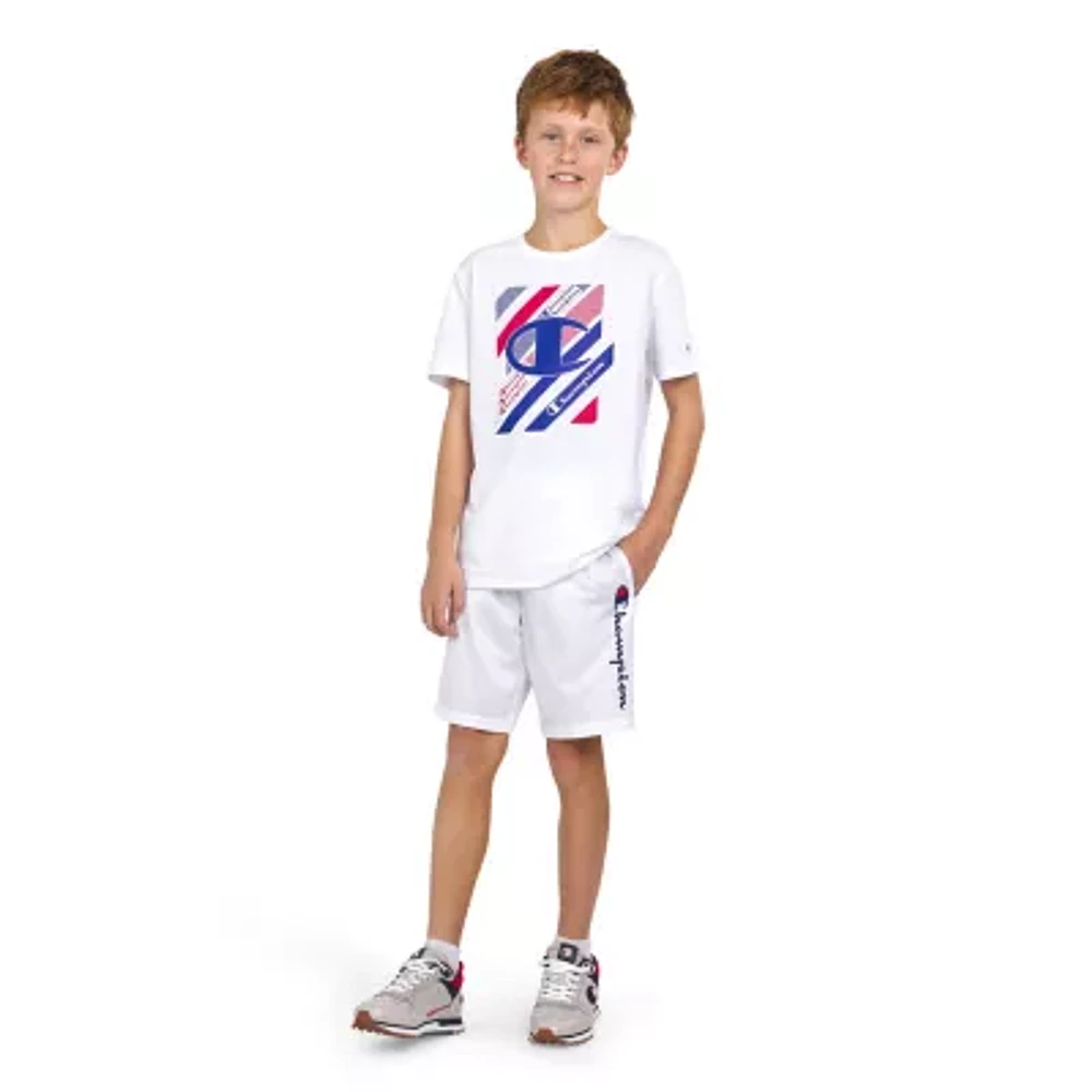 Champion Big Kid Boys Crew Neck Short Sleeve Classic Fit Graphic T-Shirt