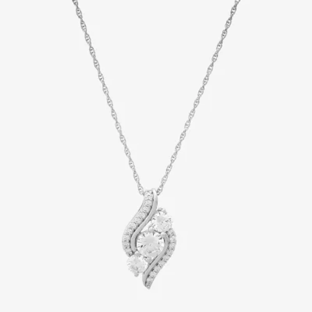 Diamonart Womens Cubic Zirconia Sterling Silver 18 Inch Pendant Necklace