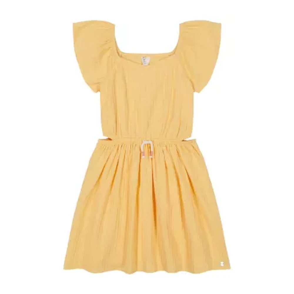 Roxy Big Kid Girls Belted Short Sleeve Flutter A-Line Dress
