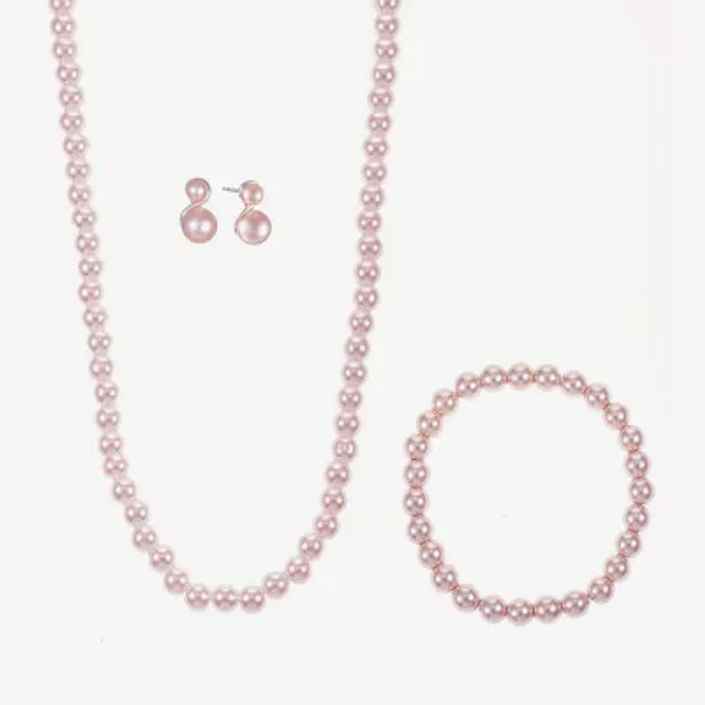 Monet Jewelry Timeless Collar Necklace, Stretch Bracelet And Stud Earring Womens Simulated Pearl 3-pc. Set