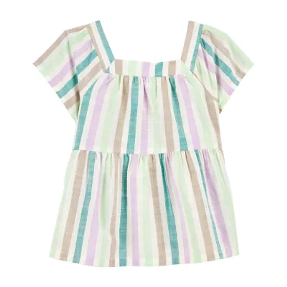 Carter's Toddler Girls Square Neck Short Sleeve Peplum Top