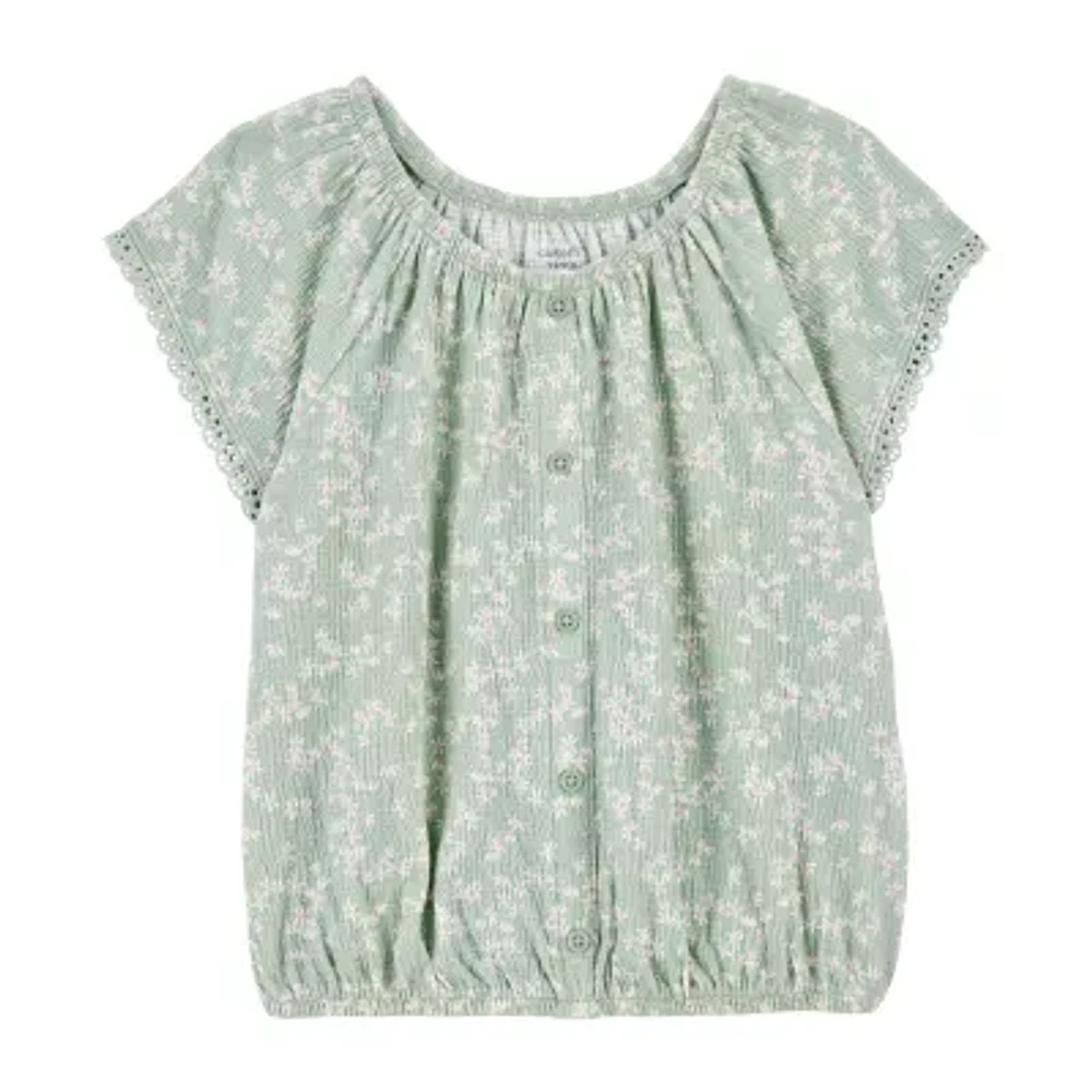 Carter's Little & Big Girls Scoop Neck Short Sleeve Peasant Top