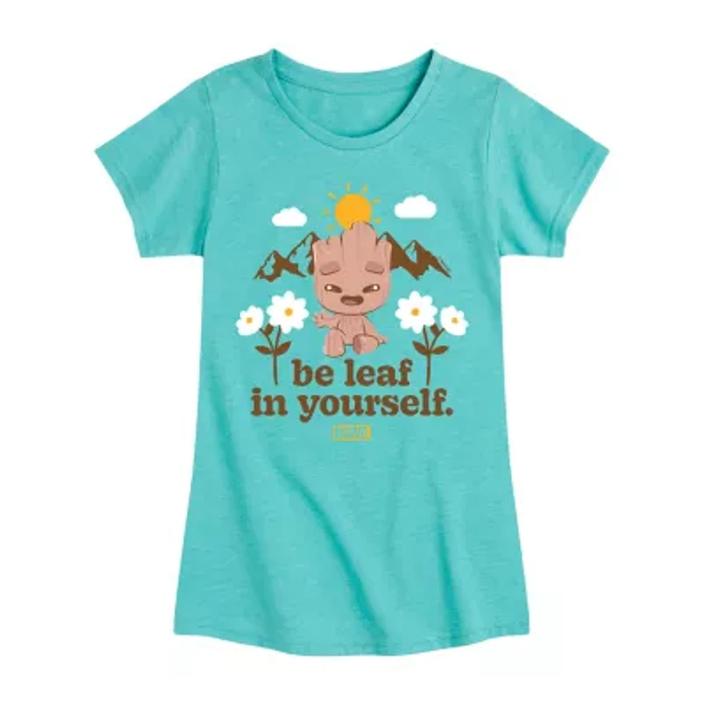Disney Collection Groot Little & Big Kid Girls Crew Neck Short Sleeve Guardians of the Galaxy Graphic T-Shirt