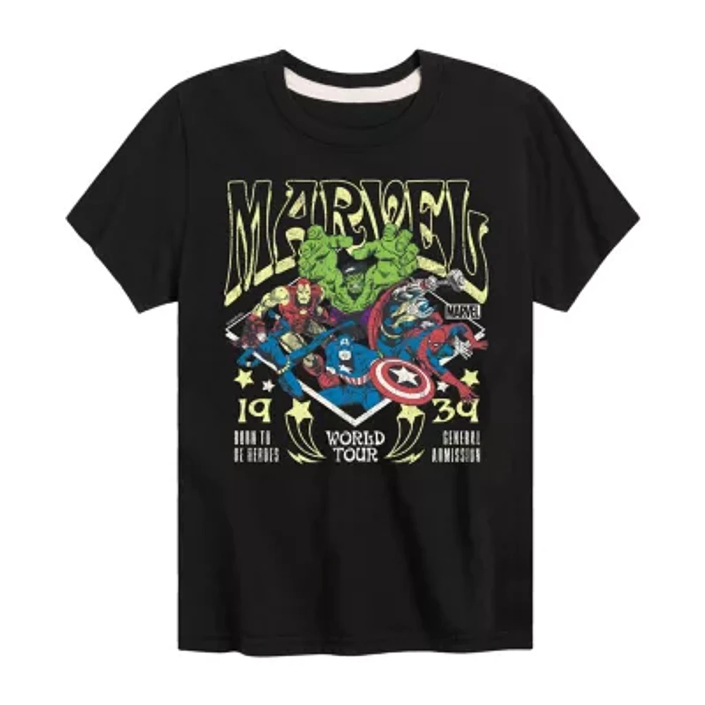 Disney Collection Little & Big Kid Boys Crew Neck Short Sleeve Avengers Graphic T-Shirt
