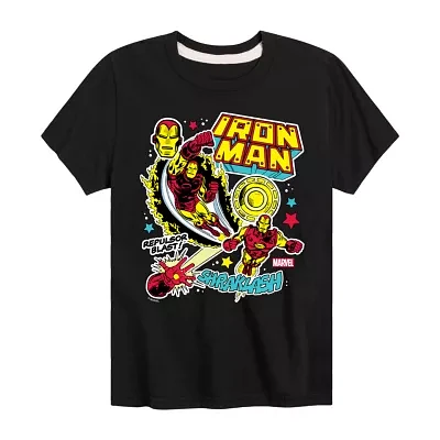 Disney Collection Little & Big Kid Boys Crew Neck Short Sleeve Iron Man Graphic T-Shirt