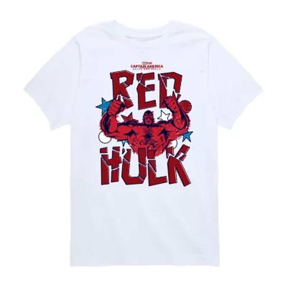 Disney Collection Captain America: Brave New World Little & Big Kid Boys Crew Neck Short Sleeve America Marvel Graphic T-Shirt