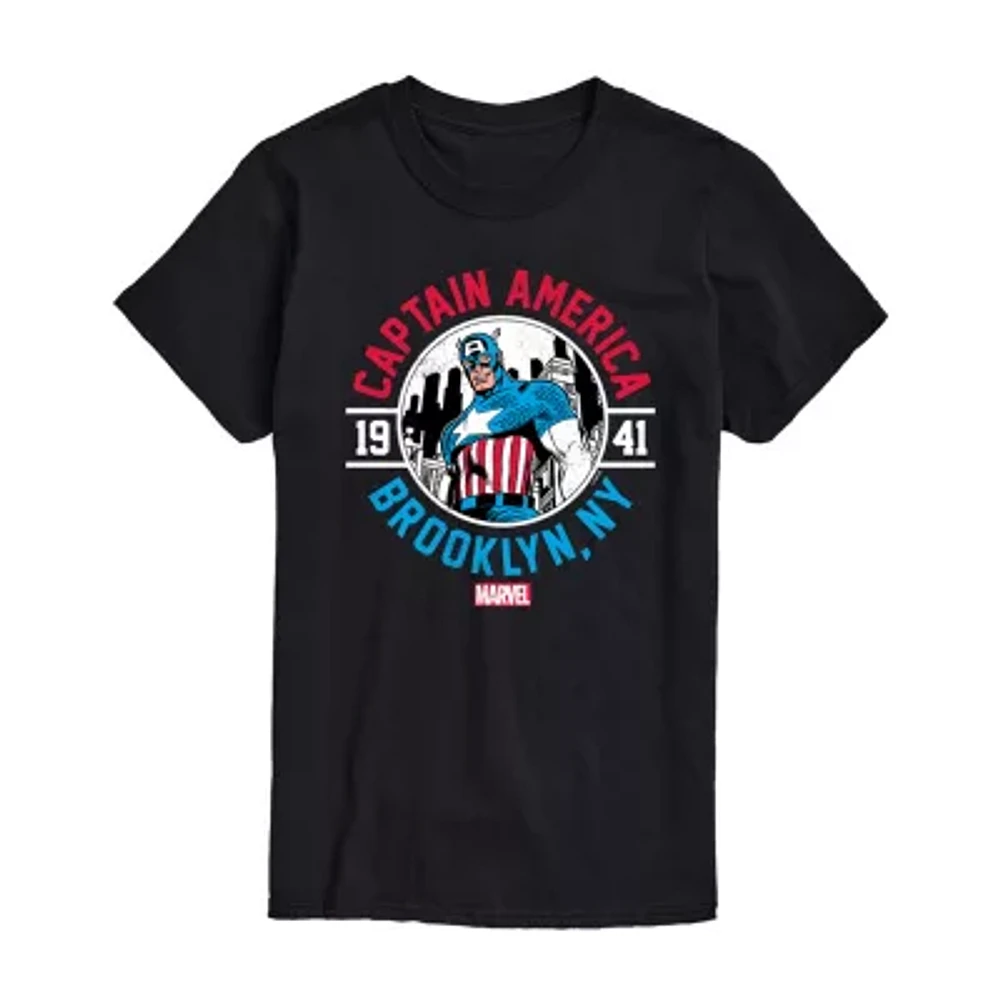 Mens Short Sleeve Captain America Marvel Graphic T-Shirt