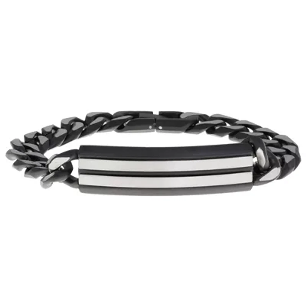 Mens Stainless Steel 8 1/2 Inch Solid Curb Id Bracelet