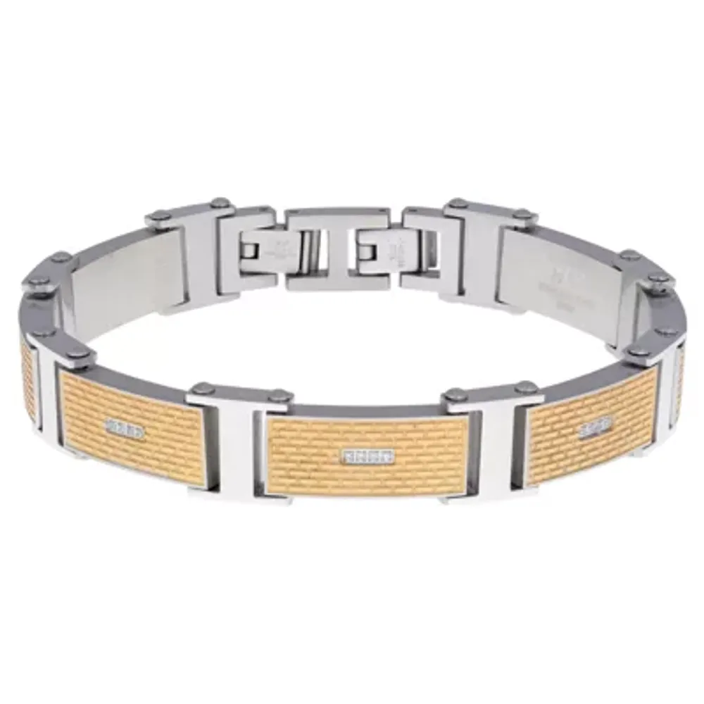 Mens Stainless Steel Solid Round 8 1/2 Inch Link Bracelet