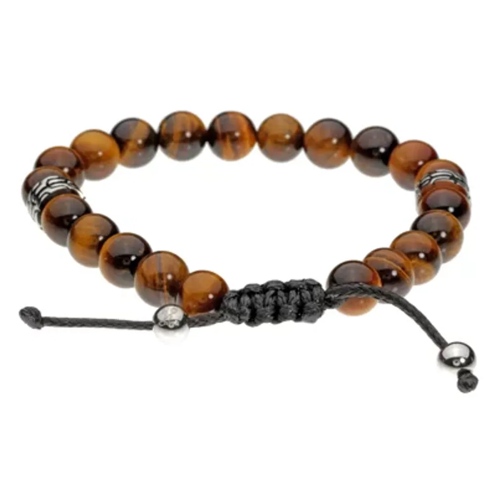 Mens Stainless Steel Beaded Bracelet