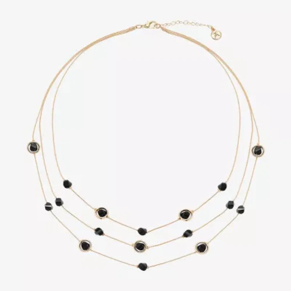 Mixit Black & Gold Tone 3 Row Womens 22 Inch Strand Necklace