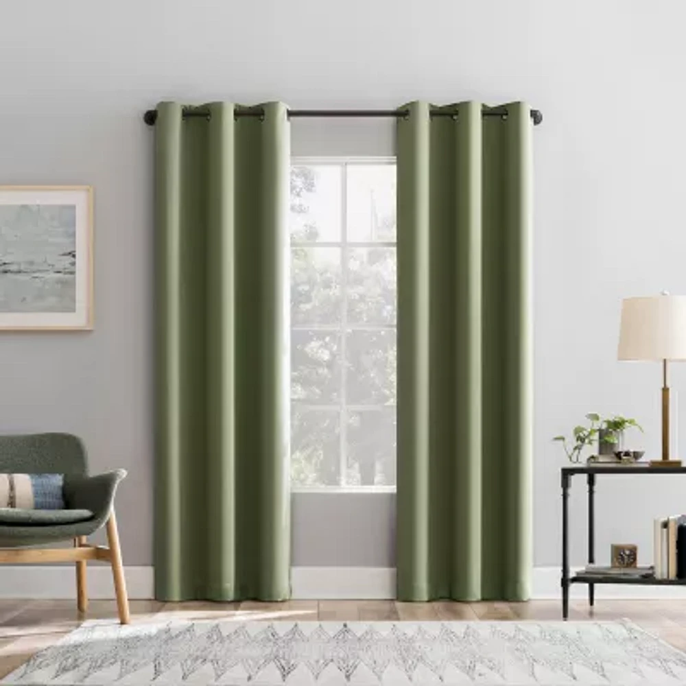 Sun Zero Percy Solid Grommet Top Energy Saving 100% Blackout Single Curtain Panel