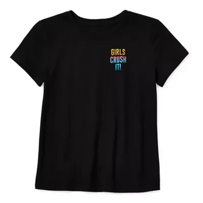 Xersion Little & Big Kid Girls Crew Neck Short Sleeve Regular Fit Graphic T-Shirt